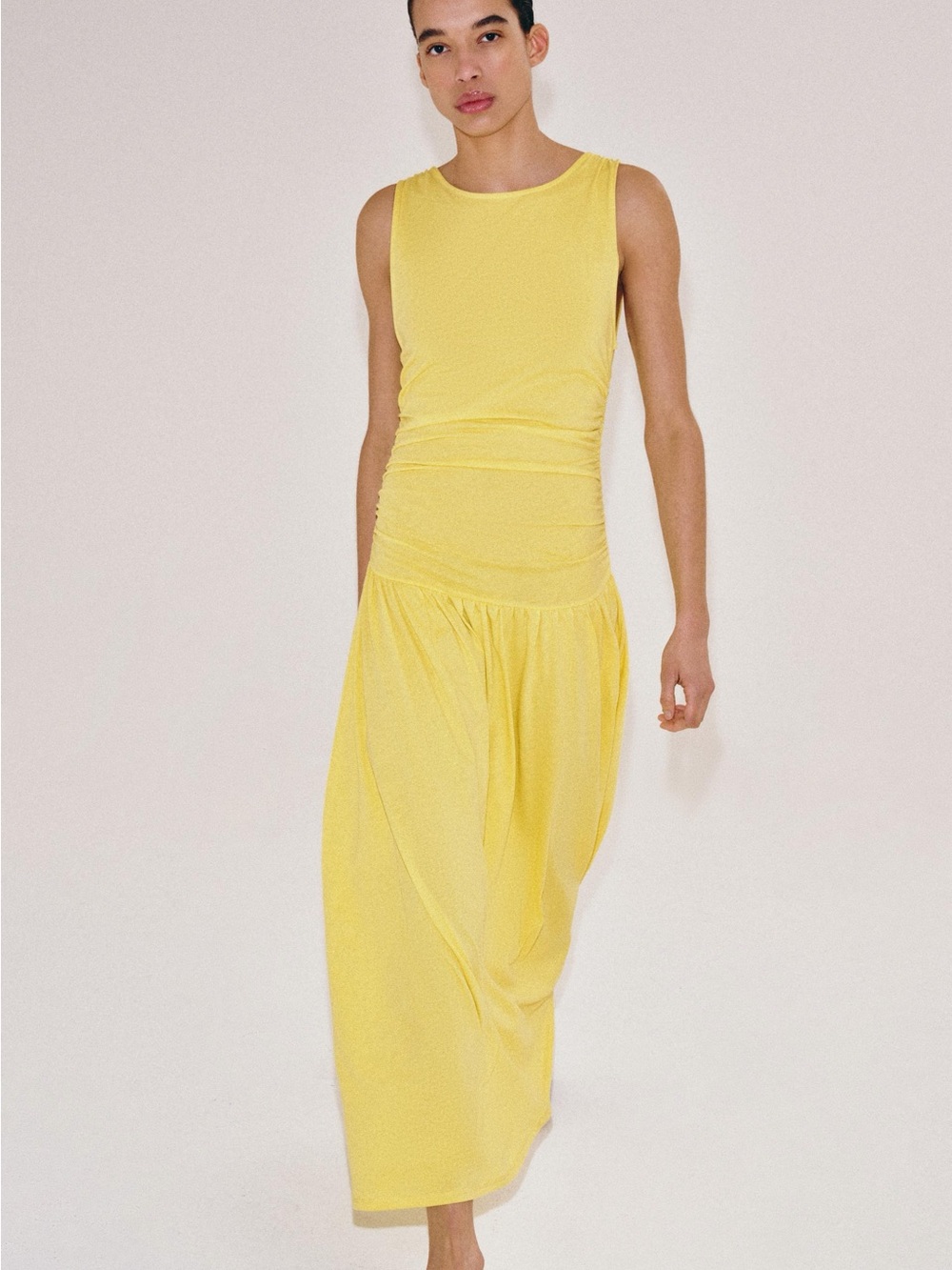 Zara Bright Yellow Sleeveless Maxi Dress